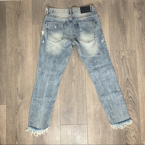 One Teaspoon Blue Blossom Freebirds Skinny Jeans Distressed Frayed Hem Cotton - Picture 14 of 15